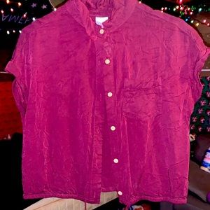 martin button up crop top shirt women